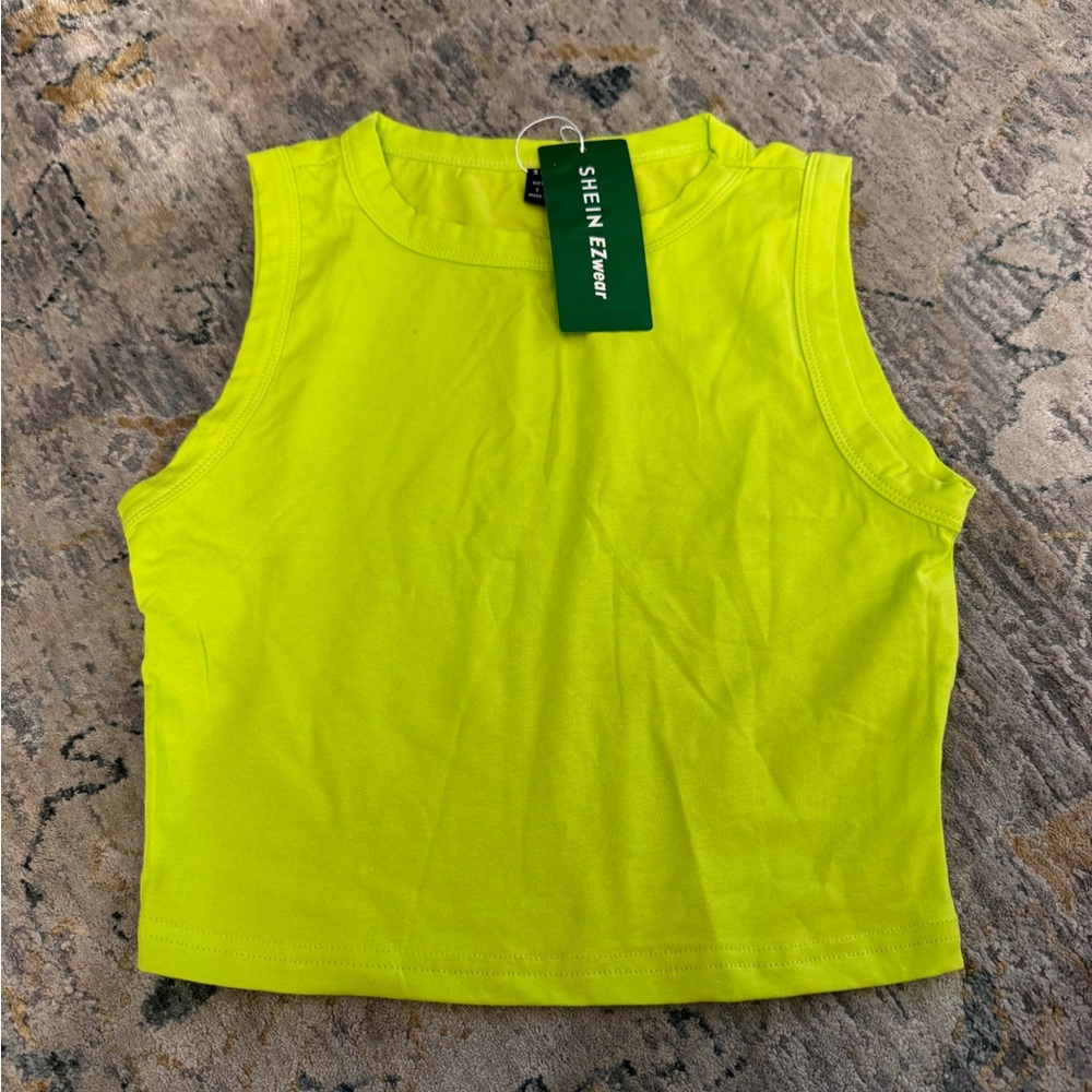 SHEIN Bright Lime Green Tank Top BNWT Size S